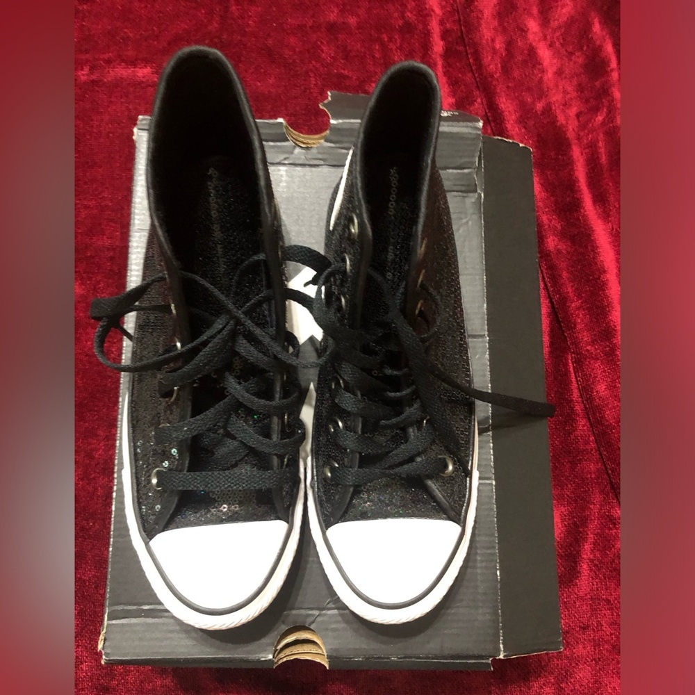 Converse Black and White Sequin Sneakers